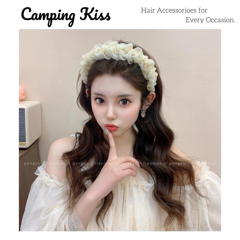 法式高端定制~高颅顶绢纱发箍甜美公主风发饰宽边显气质头箍