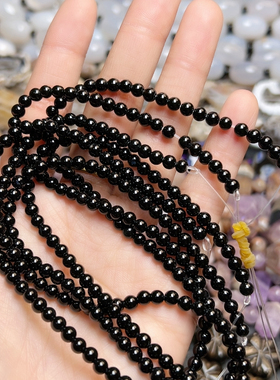 E610 4mm天然黑玛瑙米珠一条