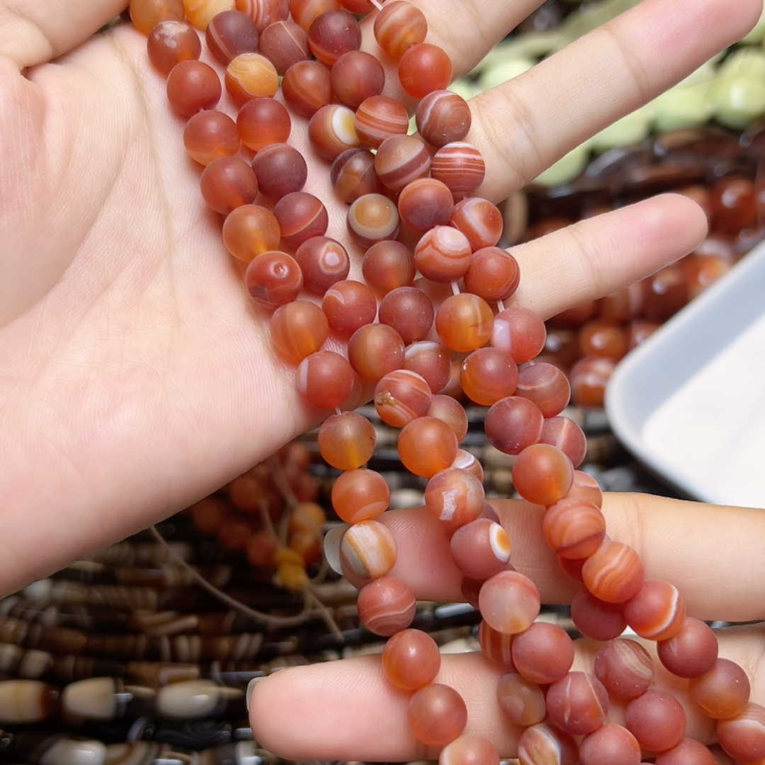 E128磨砂缠丝玛瑙8mm一条