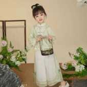 儿童唐装 女童汉服2026春秋套装 新中式 宝宝中国风小女孩童装 阔腿裤