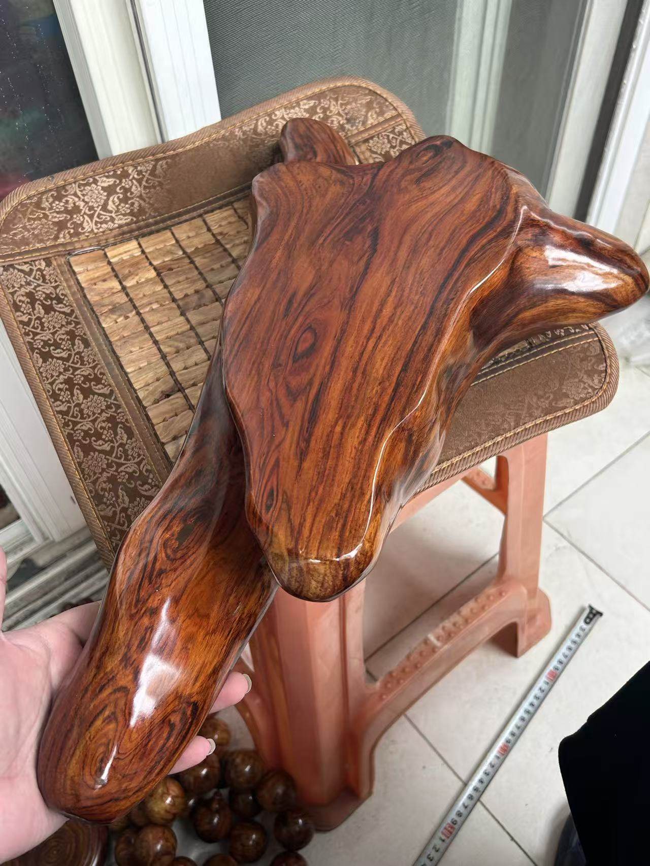 海南黄花梨紫油梨，双层雕刻56厘米长大摆件书桌海口发货0104