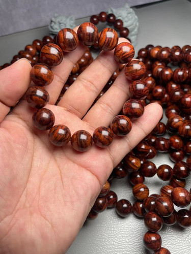 海南黄花梨紫油梨，1.5水波纹文玩手串佛珠，海口发货放心购