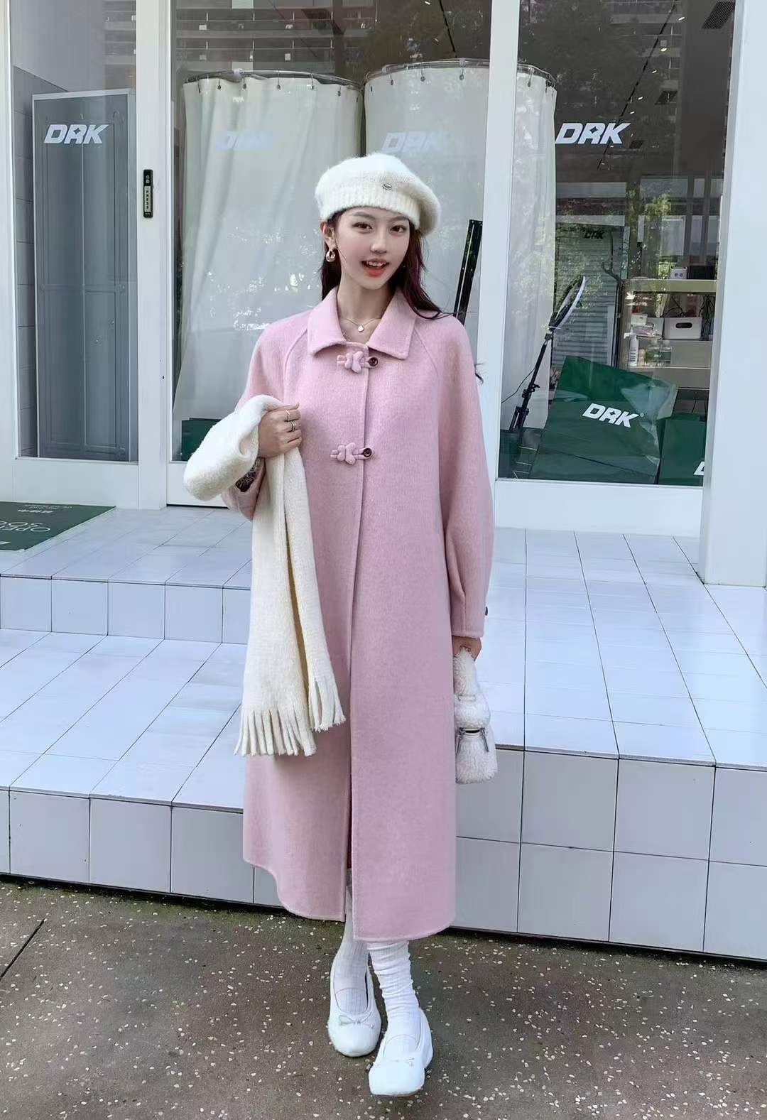 韩国定制SEVEN2025秋冬新款双面羊绒大衣女中长款宽松羊毛呢外套