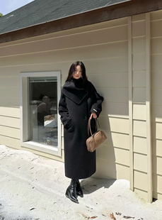 2025秋冬新款 双面羊毛大衣秋冬高级感小个子显瘦气质围巾百搭外套