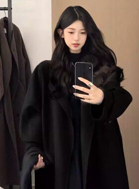 呢子大衣外套女2025秋冬新款毛呢高级感超好看小个子赫本风中长款