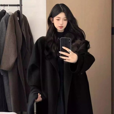 呢子大衣外套女2025秋冬新款毛呢高级感超好看小个子赫本风中长款