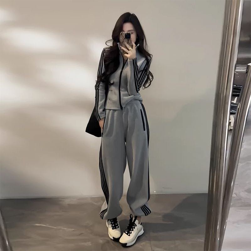 高级感休闲运动服两件套女春秋季韩版时尚长袖卫衣外套长裤套装