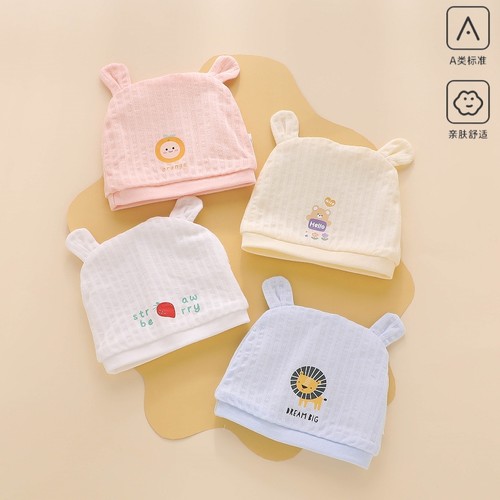 帽子护卤门男婴儿纯棉帽子胎帽
