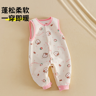 宝宝a类加绒裤子80码女宝冬装内搭摇粒绒一体绒冬婴儿保暖背带裤