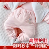 加厚按扣宝宝棉裤 免脱换尿布夹棉高腰分体保暖裤 外穿 子冬裤 婴儿裤