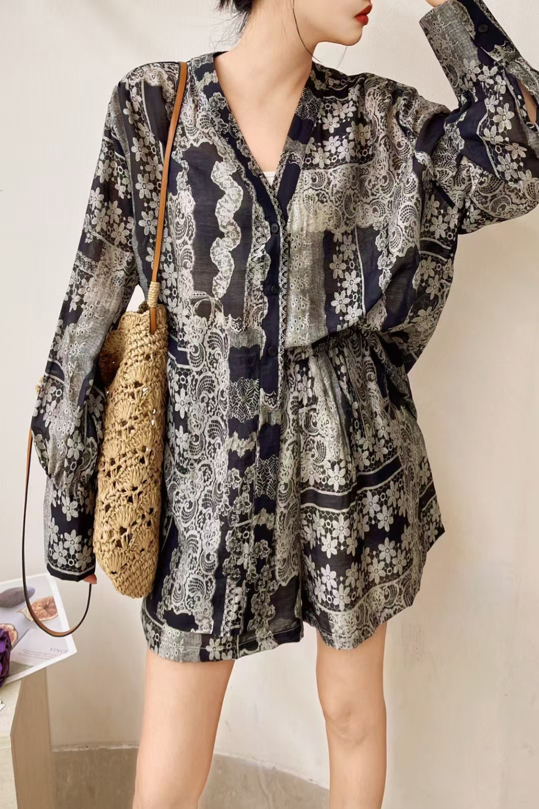 2025年夏季新款苎麻套装女短袖宽松显瘦百搭休闲上衣度假街头风