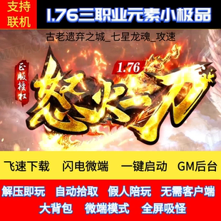 传奇单机版176怒火一刀元素小极品三职业2大陆GM后台微端支持联机