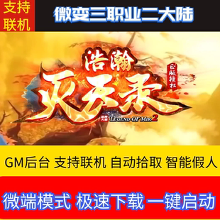 传奇单机版浩瀚灭天录三职业微变二大陆假人GM后台微端联网联机