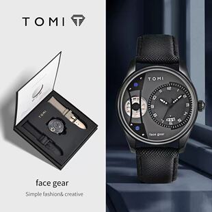 Men Luxury Business Watch Leather Band Dial Gift Box商务手表
