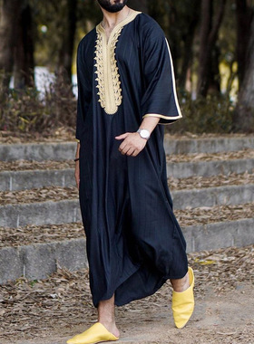 Moroccan Kaftan Muslim Men Clothing Abaya Thobe Long Shirts