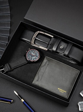 Luxury Watch Belts Wallet Set for Men Gift Box Wristwatch