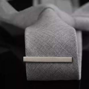 男士短款领带夹 专配韩版领带 简约银色领夹卡子夹子小窄礼盒装