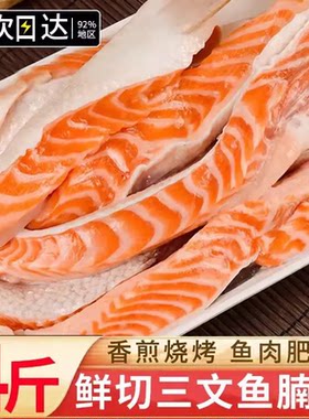 挪威三文鱼肚腩条鱼油丰富肥美