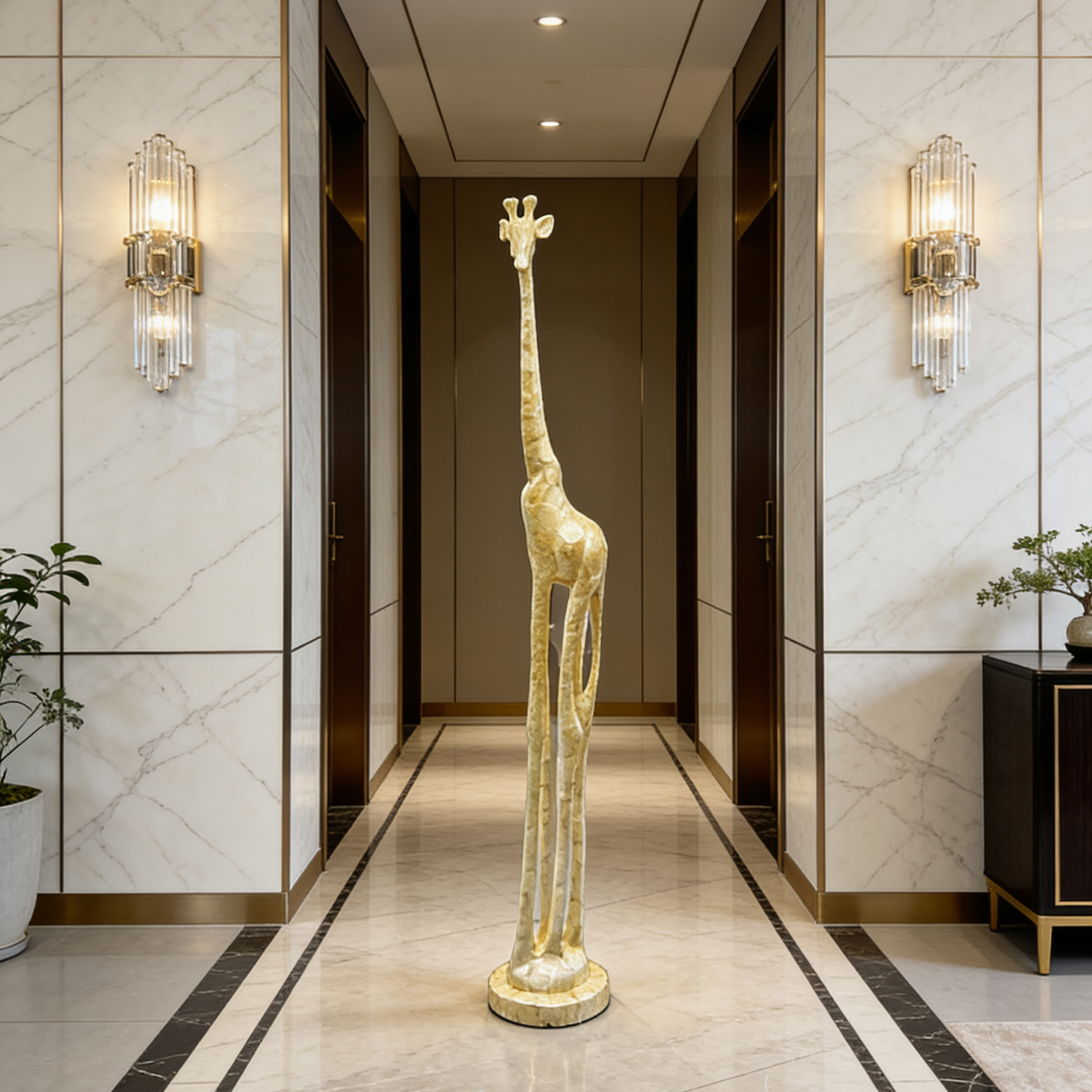水晶长颈鹿客厅落地大摆件