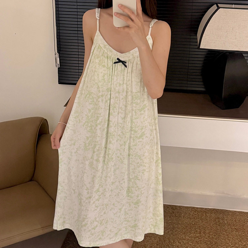 凉感莱赛尔吊带睡裙女休闲舒适自带胸垫宽松连衣裙可外穿清凉休闲