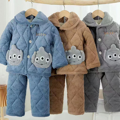 牛奶绒儿童棉衣伟霞暖暖绒小童中童女孩睡衣男童女童24新款