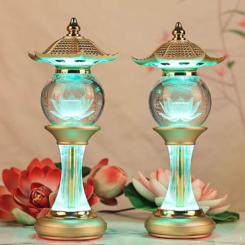 新款LED佛台插电琉璃水晶长明灯