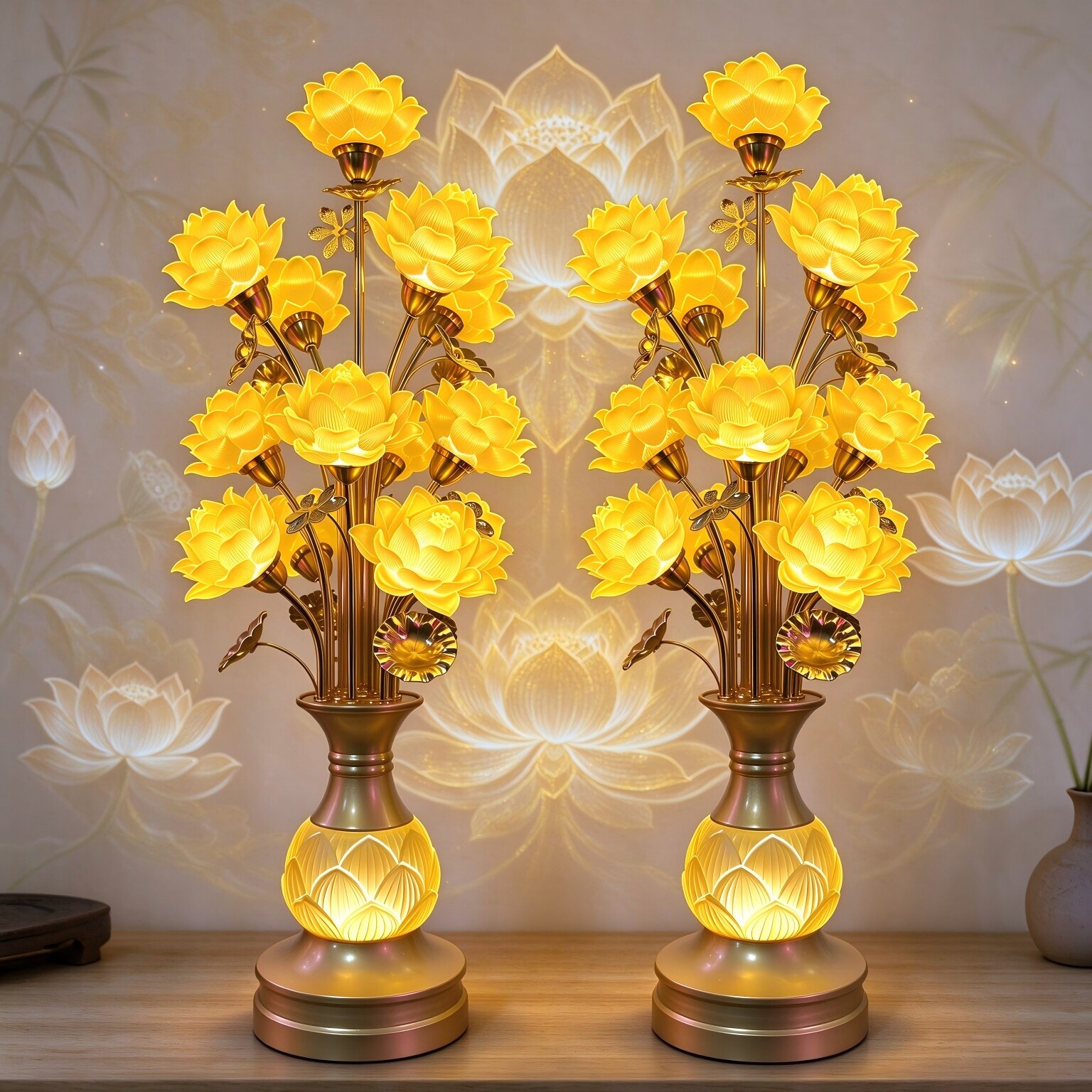 大型琉璃莲花灯LED黄光供佛