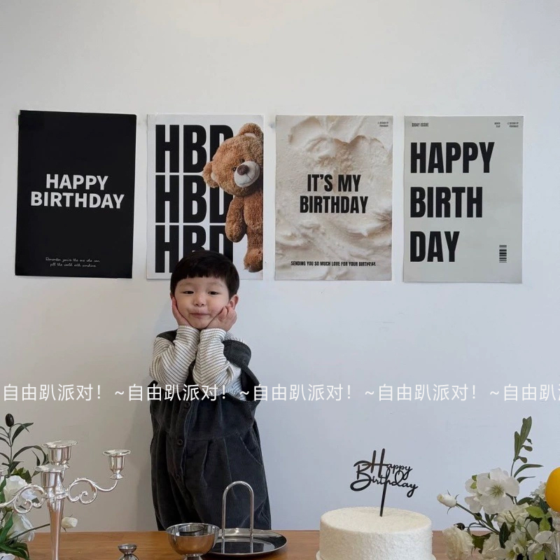 简约风ins纸质海报生日字母卡片