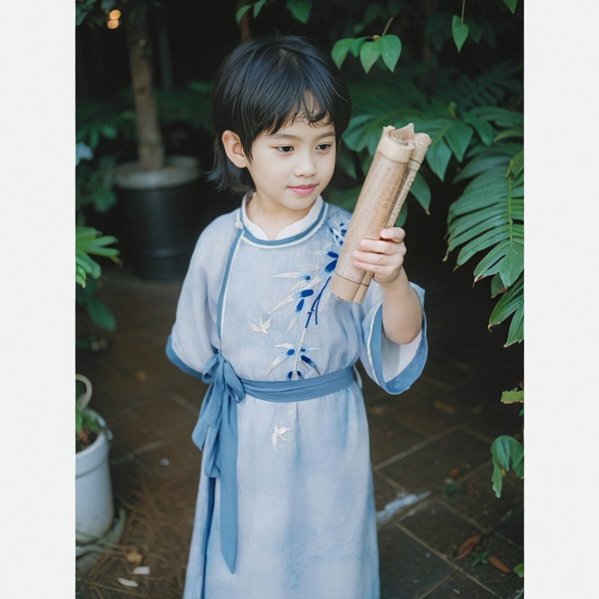 儿童汉服2024新款夏季男童新中式唐装小男孩古风帅气演出服