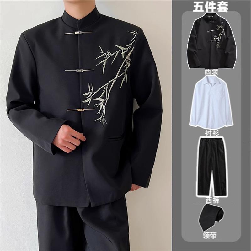 新中式男士订婚衣服套装