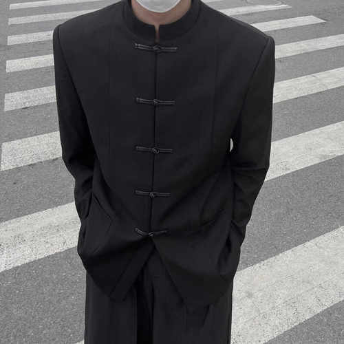 新中式盘扣中山装男外套宽松
