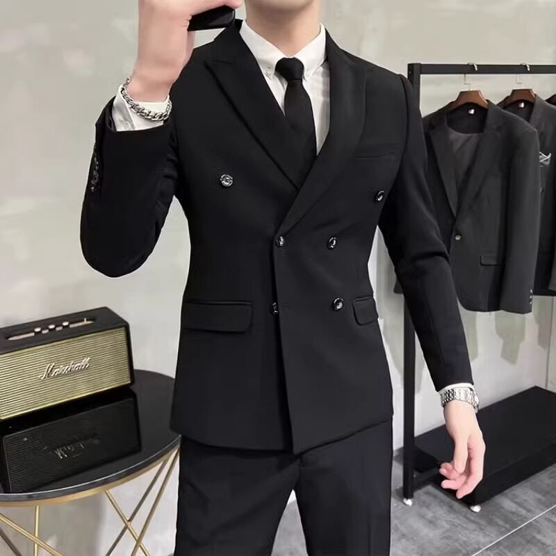 가을 겨울 남성 인터넷 연예인 더블 브레스트 양복 재킷 고급 슬림 양복 신랑 들러리 결혼식 양복 패셔너블한 상의