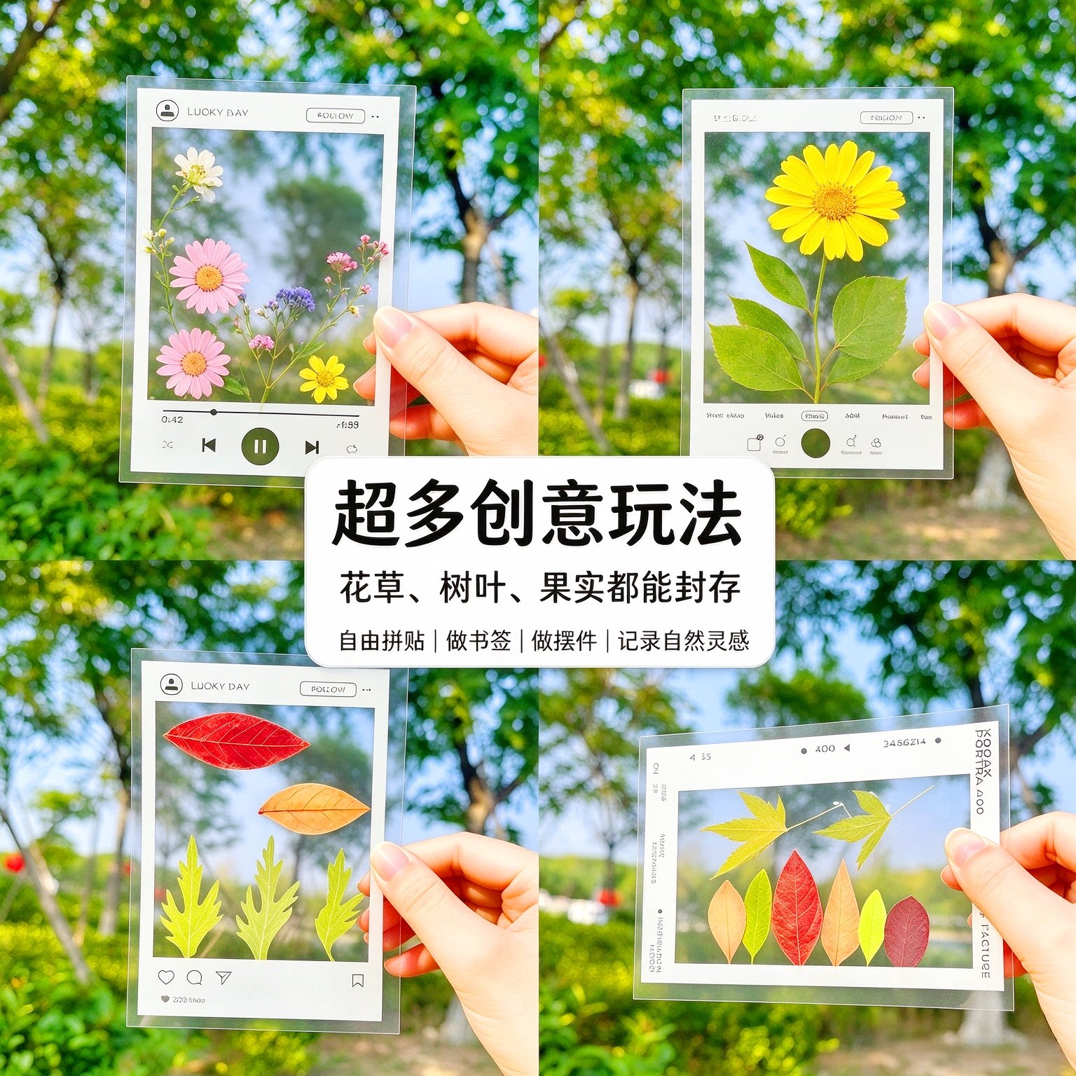 干花书签DIY透明树叶塑封膜