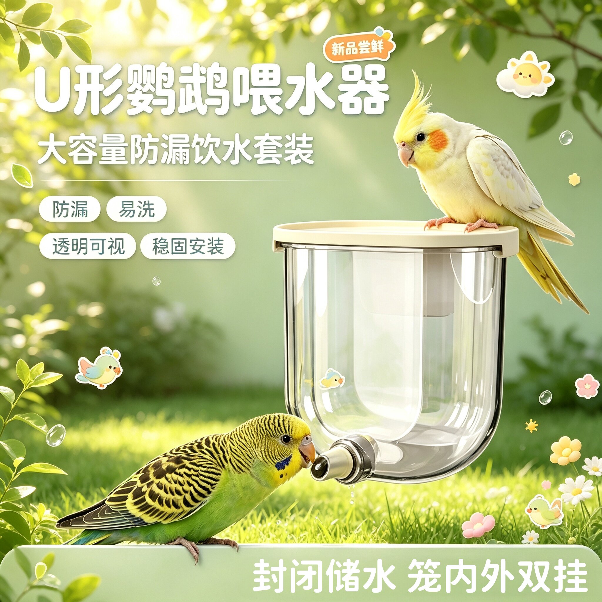 宠帮仕鸟笼自动撞针饮水器