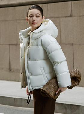 cocosong羽绒服女短款90白鹅绒连帽加厚宽松面包服外套冬季定制