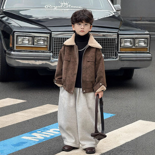 男童毛领外套2025秋冬新款 加绒加厚儿童皮衣夹克帅气潮范