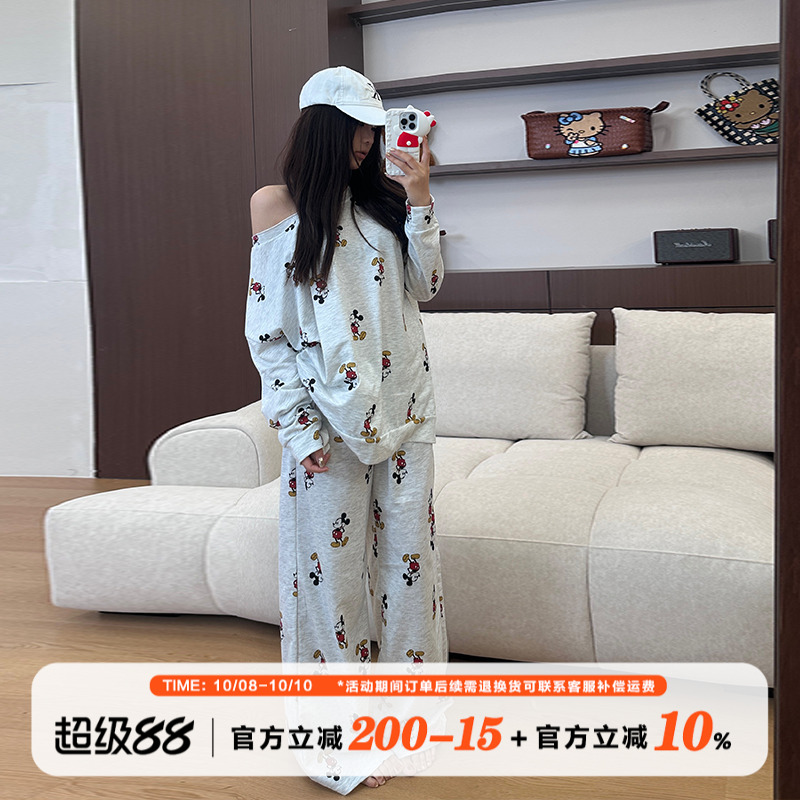 饭饭又饿了卡通米奇长袖睡衣