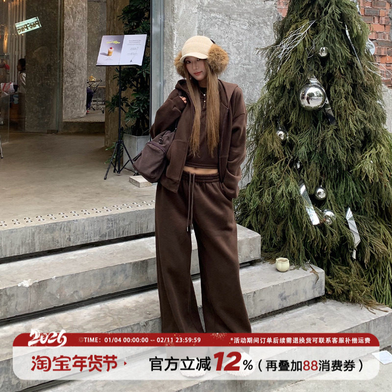 饭饭又饿了韩系运动套装冬季女款慵懒风连帽卫衣外套休闲裤两件套,女装/女士精品,时尚套装,淘宝优惠券,粉丝福利购,淘宝优惠卷