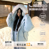 饭饭又饿了复古连帽派克羽绒服女冬季 氛围感加厚保暖休闲显瘦外套