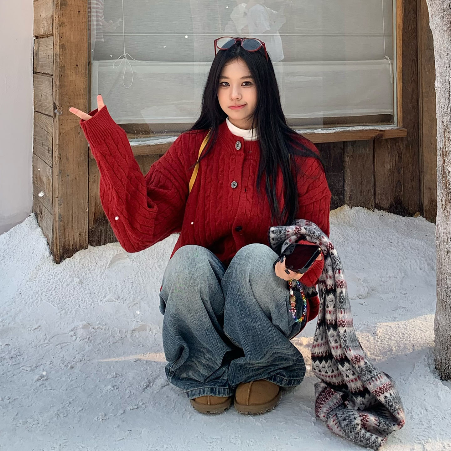 饭饭又饿了韩系麻花毛衣外套女秋季慵懒软糯外搭宽松显瘦针织开衫