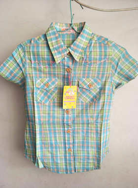 正品*日单DAIS* LOVER*蓝绿色格子电脑绣衬衣150-S