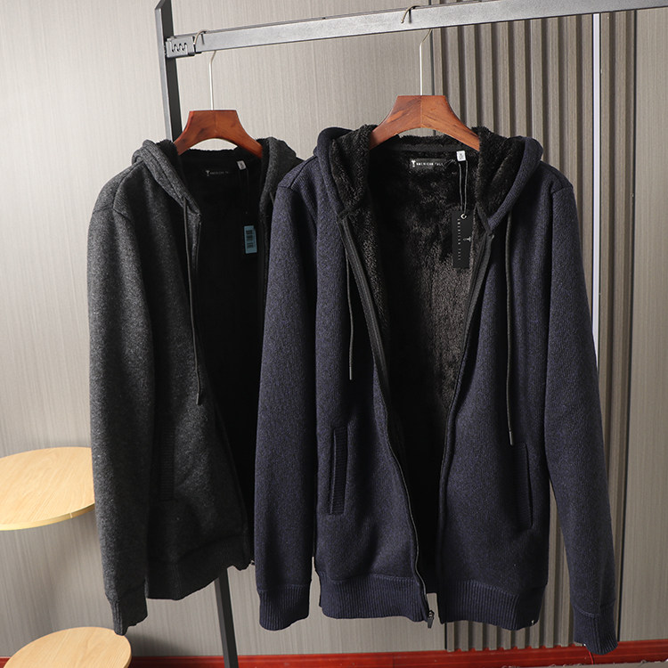 男士连帽休闲针织开衫毛衣外套