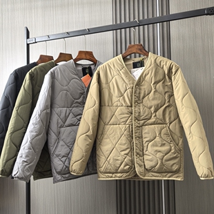 纯色葫芦绗缝保暖无领保暖棉衣潮 秋冬男士 日系复古 防泼水科技