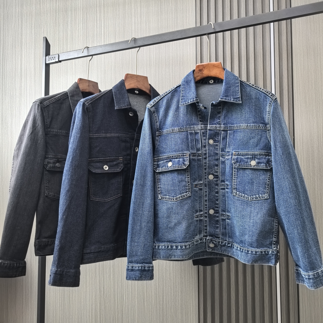 牛仔夹克情侣款翻领复古工装外套