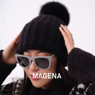MAGENA 简约精致 进口混纺纱线针织大球帽 保暖毛线帽 加厚针织帽