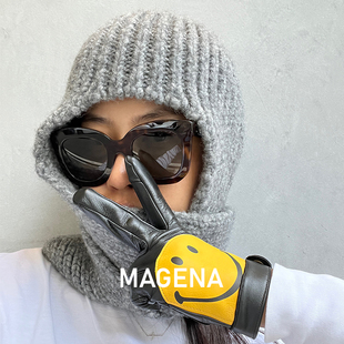MAGENA松弛又可爱 意大利进口纱线帽子围巾一体连帽巴拉克法帽