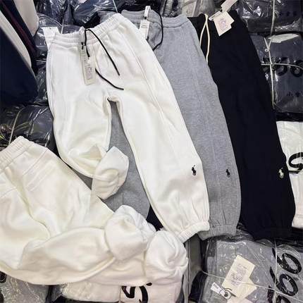 5566家冬季新款加厚银狐绒刺绣图案休闲宽松束脚九分卫裤女7909款