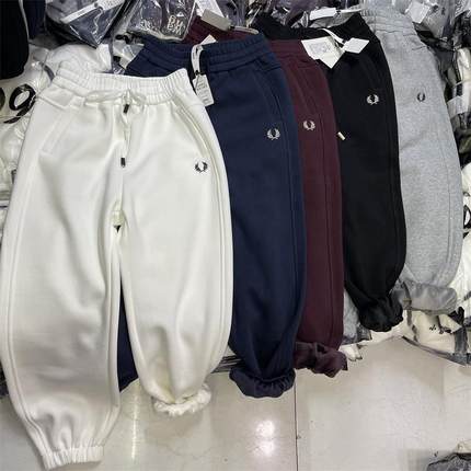 5566家冬季新款加厚宝宝绒刺绣图案休闲宽松束脚九分卫裤女3708款