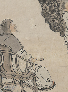 明 钱穀 洗桐图25x73cm真迹复制品 台北故宫收藏明代国画名家名作