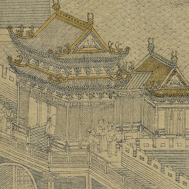 1:1元 佚名 龙舟夺标图卷 真迹复制品29x345cm台北故宫藏古代名画